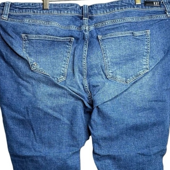 KUT from the Kloth Amy Crop Jeans 20W Plus Size Distressed Stretch Denim Blue - Picture 4 of 6